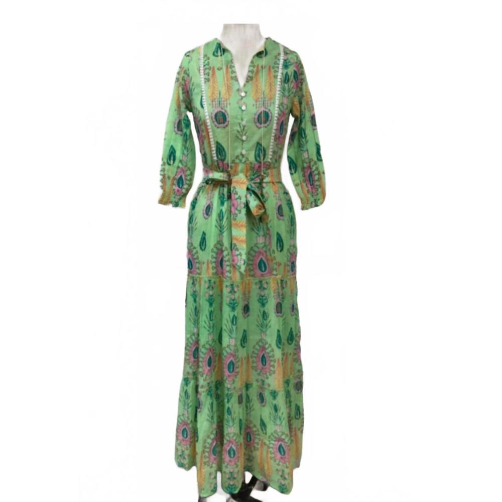 NEW SAL ROSA razie button front maxi dress in green